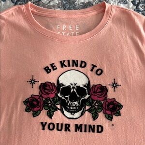 Free State Pink Short Sleeve Tee with Bold Graphic Design
